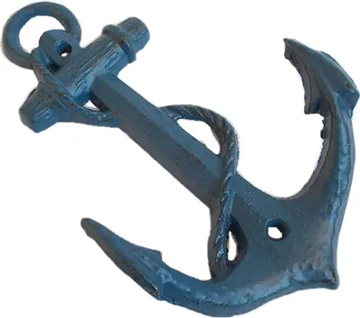 Produktbild von Maritimer Kleiderhaken - Haken mit Anker oder Steuerrad aus Gusseisen - Blau (58828)