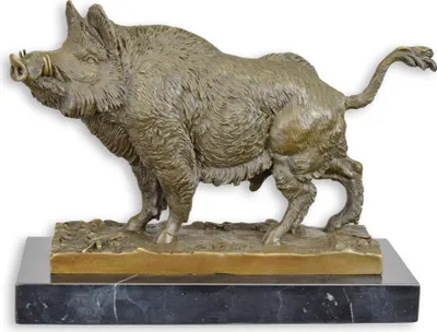 Produktbild von Bronzeskulptur Wildschwein nach Haehnel Replikat Retro Design Dekoration