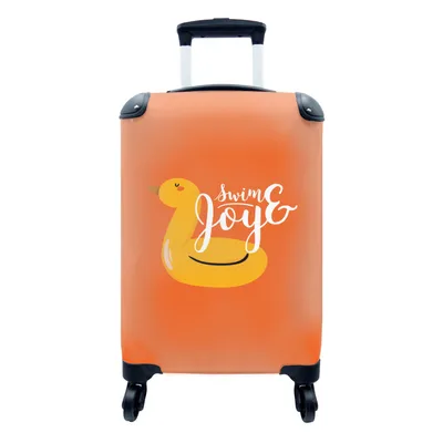 Produktbild von MuchoWow® Koffer Handgepäck Trolley Rollkoffer Kleine Reisekoffer mit 4 Rollen - Orange - Gelb - Schwimmband - Cabin Size < 55x40x23 cm & 55x40x20 cm - Fotokoffer - Kabinenkoffer - Boardgepäck - Reise-Box - Reisekoffer - Reisegepäck - Koffer mit Bild - Trolley für Kinder