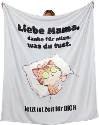Zdjęcie produktu dla Koc dla Mamy 130x150 cm Miękki Flanelowy Motyw Kot Prezent Miękkie do Domu