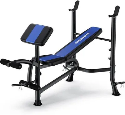 Produktbild von Verstellbare Hantelbank mit Beinbeuger – Fitnessbank – Preacher Curl – Ganzkörpertraining