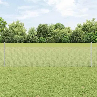 Produktbild von "im Angebot" Zaun mit Pfosten Silber 0,5x25 m Stahl - Metallzäune CC12431