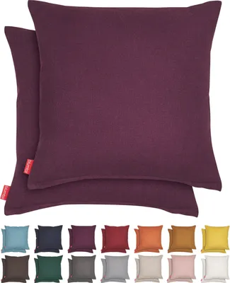 Produktbild von Blumtal 2er Set Kissenbezug 45x45 cm Chenille - Kuscheliges Sofakissen mit verstecktem Reißverschluss,  , weiches Dekokissen, Aubergine - Violett