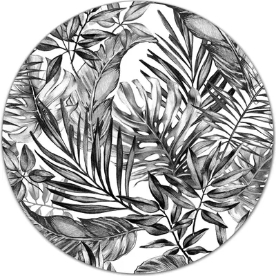 Produktbild von Glas Schneidebrett Herdabdeckplatten Schneideplatten Rund - 40 cm - Exotische Blatt