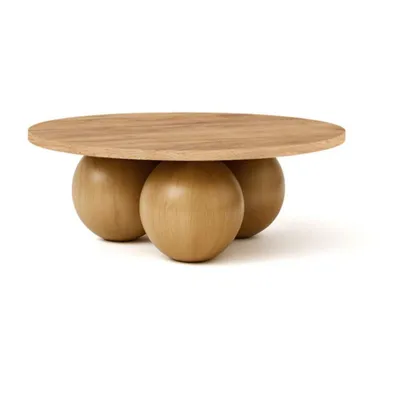Zdjęcie produktu dla DEKORI_INTERIORS, okrągły stolik kawowy BELLY 75 cm w nowoczesnym stylu (dąb Craft Golden/Craft Golden)