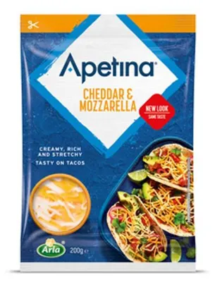 Zdjęcie produktu dla Apetina Cheddar i Mozzarella 200g / wiórki