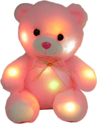 Immagine prodotto di Orsetto luminoso in peluche - 7 colori luminosi, rosa - regalo per bambini, San Valentino, compleanno