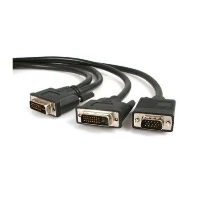 Produktbild von StarTech.com 1,8m DVI-I auf DVI-D und HD15 VGA Splitter Kabel, 1,8 m, DVI-I, DVI-D + VGA (D-Sub), Männlich, Männlich, Nickel