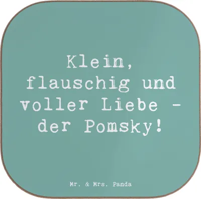 Produktbild von Mr. & Mrs. Panda Tassenuntersetzer Spruch Flauschiger Pomsky - Meeresbrise - Geschenk, Hunderassen Eigenschaften, liebenswert, Untersetzer für Gläser, Hundeliebhaber