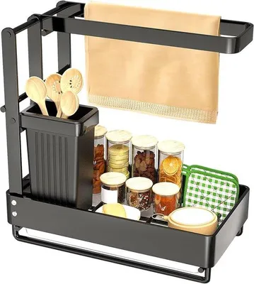 Produktbild von Schwarze Küchenablage für Geschirrspülmittel und Schwämme