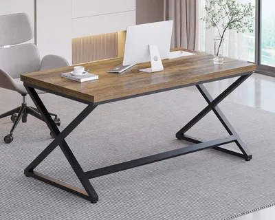 Computertisch Holz/Metall, Eichenoptik, 152 cm, Homeoffice
