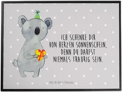 Produktbild von Mr. & Mrs. Panda schreibtischunterlage Koala Geschenk - Grau Pastell - Party, Schreibunterlage, schreibtischmatte, tischauflagen, Geburtstag, schreibtischauflagen