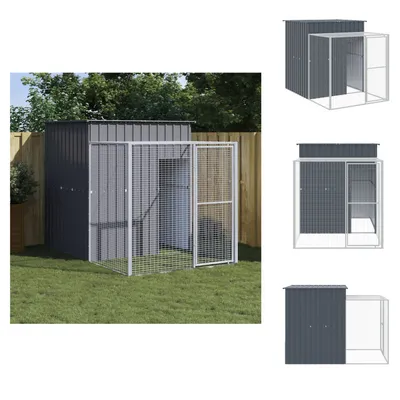 Zdjęcie produktu dla vidaXL Klatka dla kur z wybiegiem antracyt 165x251x181 cm stal ocynkowana - Pomieszczenia i wybiegi dla małych zwierząt