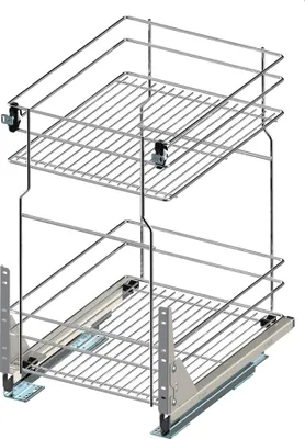 Obrázok produktu pre Výsuvná základná skrinka 2 police Výsuvná kuchynská linka Výsuvná skrinka s mäkkým zatváraním - montáž na podlahu pre skrinky 300 mm