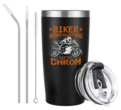 Immagine prodotto di Tazza termica in acciaio inossidabile da 600 ml, a doppia parete, con protezione per lavastoviglie, con motivo per uomini, appassionati di motociclismo