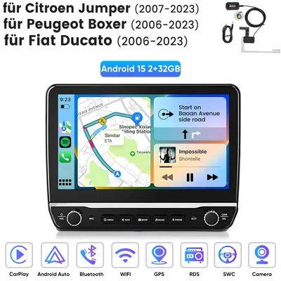 Produktbild von Hexinex Android 15 Autoradio für Citroen Jumper, Peugeot Boxer, Fiat Ducato 2006-2023 32GB, 4 Kern, WiFi, DAB, CarPlay