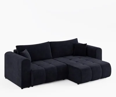 Produktbild von Ecksofa RIVA Rechts Dunkelgrau | Velours-Stoff Premium | L-Form Couch mit Schlaffunktion & Bettkasten