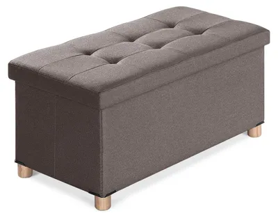Sitzbox mit Stauraum, klappbar, Kunstleder, Braun, 76x38x38 cm