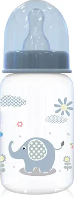 Produktbild von Baby Care Babyflasche Simple 125 ml Tiere Schutzdeckel Sauger Größe 0+ ab Geburt blau
