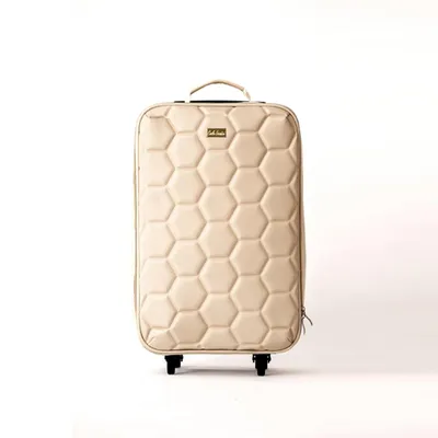 Produktbild von Reisekoffer Trolley Reisetasche Stoffkoffer 46 x 30 x 13 cm Rollkoffer Gepäck Beige Koffer Handgepäck