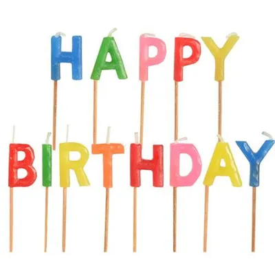 Produktbild von 16x Buchstabenkerzen-Set 8 cm Happy Birthday