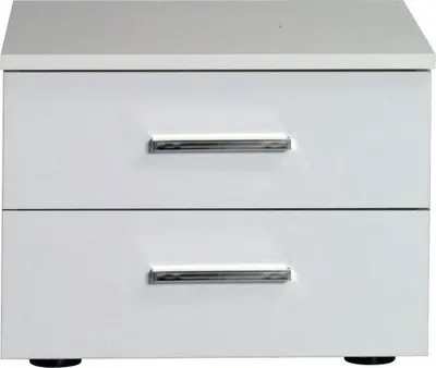 Produktbild von Nachttisch Weiß mit 2 Schubladen, 47 cm Breite, 35 cm Höhe, 41 cm Tiefe