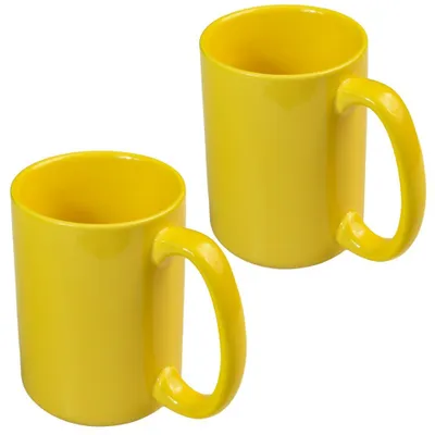 Porzellan Kaffeetassen 450 ml, Gelb, Set von 2