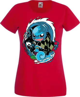 Zdjęcie produktu dla Koszulka Damska Manga Anime Pokemon Squirtle, Lady L / Czerwony