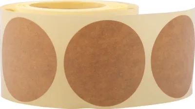 Productafbeelding van MD Labels natuurlijke bruine ronde, gestreepte stickers met de tekst "Kracht", 47 mm, 100 stuks - Lege etiketten voor cadeaustickers