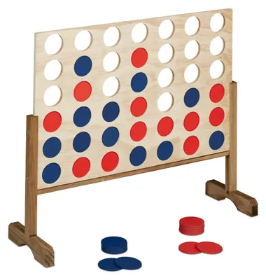 Vier gewinnt XXL – Holz-Strategiespiel, 72x82,5x26 cm, 42 Scheiben