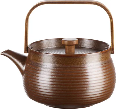 Produktbild von ASA Selection Japandi Teekanne mit Holzgriff, Tee Kanne, Porzellan, Brown, 600 ml, 23371238