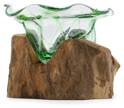 Produktbild von Bierflaschen aus Recyclingmaterial – Große,  Süßigkeitenschale aus Holz
