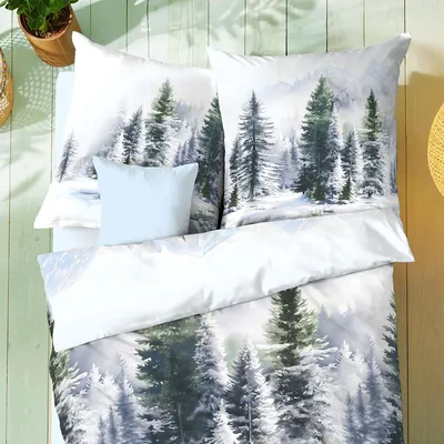 Produktbild von Traumschlaf Biber Bettwäsche Wintertannen tanne 135x200 cm + 80x80 cm