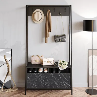 Produktbild von Skye Decor, Devin - Black, Schränke, Flurständer, Schwarz, 94 x 180 x 35,3 cm