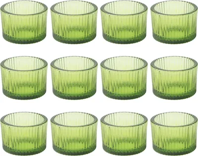 Zdjęcie produktu dla Świecznik na tealighty 12 sztuk, Zielone szkło, Styl retro, Grube szkło, na imprezy