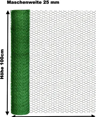 Produktbild von Hasenzaun grün 100cm x 25m Kaninchendraht Stalldraht 25mm Gehegezaun Geflecht