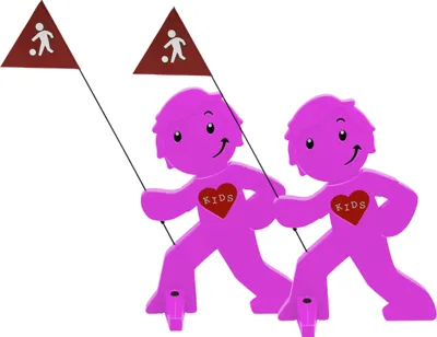 Produktbild von StreetBuddy - Warnfigur, Warnaufsteller, Warnschild für Kindersicherheit 2er Set (Magenta)