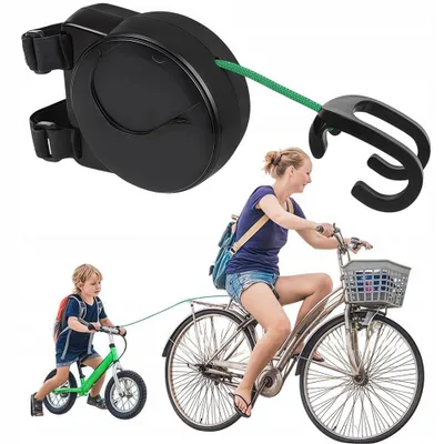 Produktbild von Fahrrad Abschleppseil mit Dreieckstasche – elastisches 2,2 m Traktionsseil, Zugseil für Eltern & Kind, Tragfähigkeit 200 lbs für MTB & Kinderfahrrad