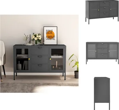 Image de vidaXL Sideboard Anthracite 105x35x70 cm Acier et verre trempé - Sideboards