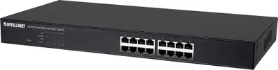 Produktbild von Intellinet 560771 16 Anschlüsse Ethernet-Switch - Fast Ethernet - 10/100Base-TX - 2 Unterstützte Netzwerkschicht - 65 W Stromverbrauch - Verdrilltes Doppelkabel - 1U Hoch - Rackmontage