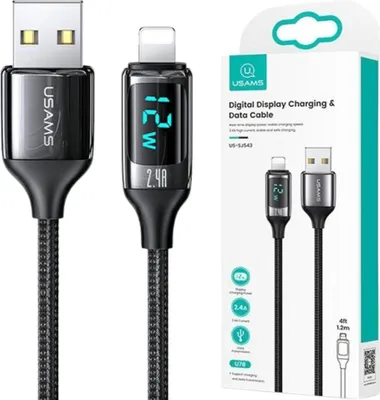 Immagine prodotto di Cavo di ricarica rapida Usams U78 intrecciato Lightning 1.2Mled 2.4A Nero/Nero Sj543Usb01 (Us-Sj543)