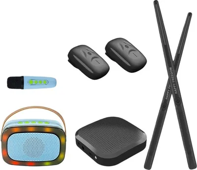 Immagine prodotto di Zimilo Kinder AR Air Drum, batteria virtuale intelligente, bacchette elettroniche portatili, giocattolo musicale, Bluetooth, sensore, nero