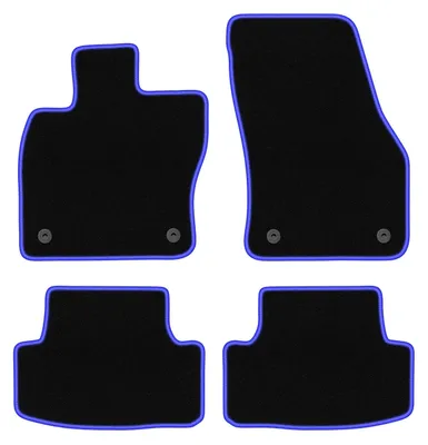 Produktbild von Fußmatten Automatten Velours Schwarz/Blau für Seat Ateca 2016- Set 4-tlg
