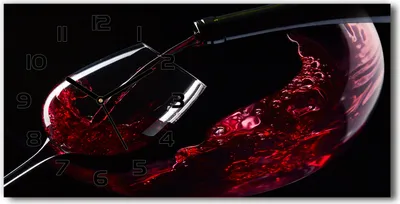 Produktbild von Wanduhr aus Glas – 60x30 cm - Glasbild - Glasuhr - Gehärtetes Glas - schwarze-zeiger - Rotwein