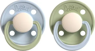 Produktbild von Rebael Schnuller 2er-Pack, Cold Pearly Dolphin / Cloudy Pearly Elephant, Size 1 (6 Monate)