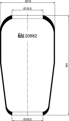 Produktbild von FEBI BILSTEIN Luftfederbalg 20882 passend für MERCEDES-BENZ NG 465mm 210mm 131mm 101mm