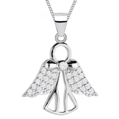 Stylische Schutzengel Kette mit Anhänger für Damen I Echtsilber I 45cm

