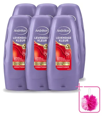 Imagen del producto de 6 acondicionadores Andrélon Levendige Kleur - Cuidado del color - 250 ml - Paquete económico - 6 unidades