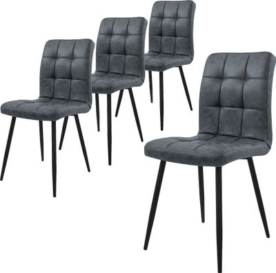 ML-Design sada 4 jedálenských stoličiek s operadlom, antracitová farba, z imitácie kože