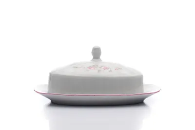 Zdjęcie produktu dla Thun 1794 Maselniczka, czeska porcelana, Bernadotte, 250 g, różowa, różowe paski, Thun